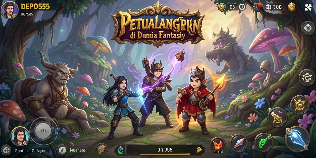 Screenshot DEPO555 menampilkan aksi petualangan di lokasi eksotis.