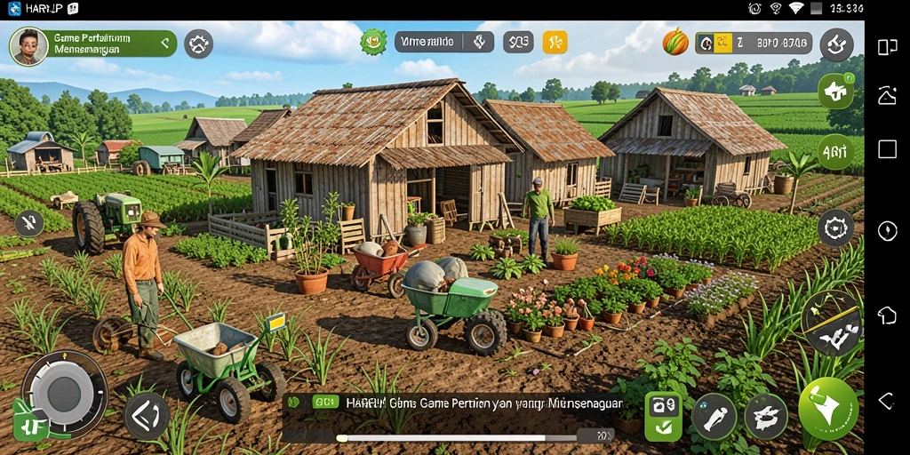Tampilan screenshot dari gameplay <strong>HARAPJP</strong> yang menunjukkan aktivitas bertani seru.