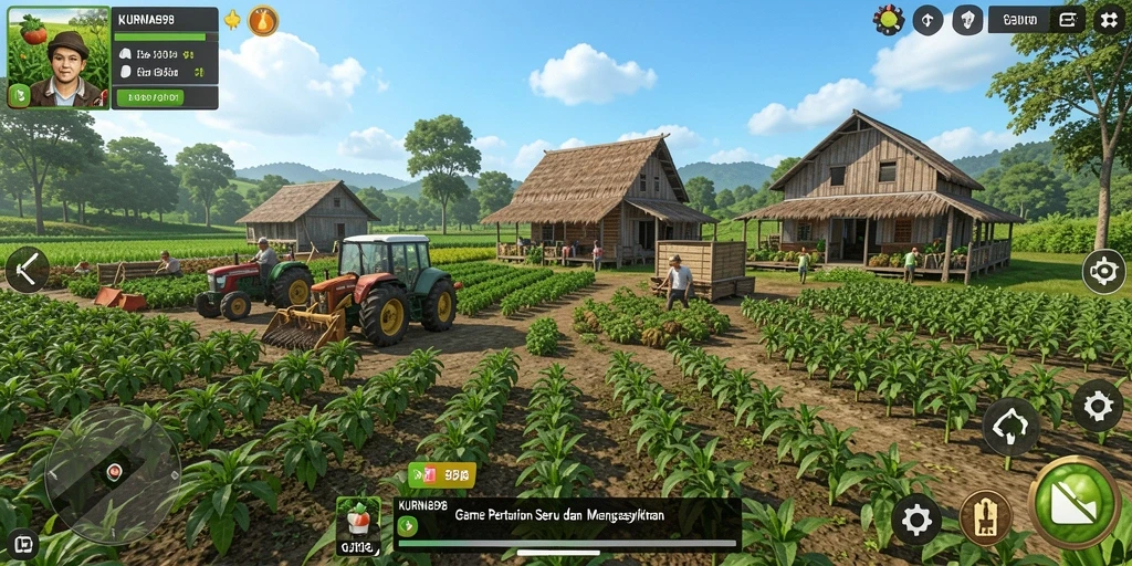 Tampilan gameplay KURNIA898 yang menyenangkan dengan aktivitas pertanian.