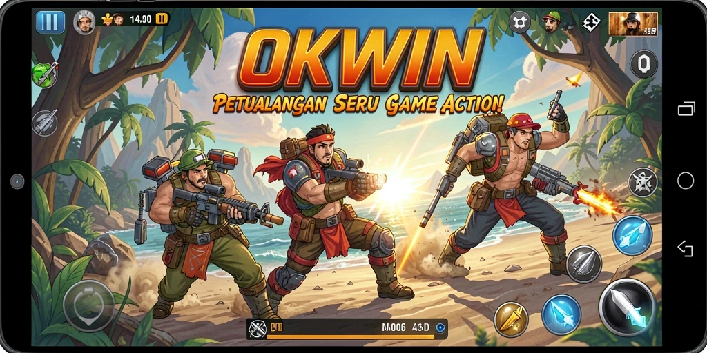 Tampilan mendebarkan dari gameplay Action OKWIN.