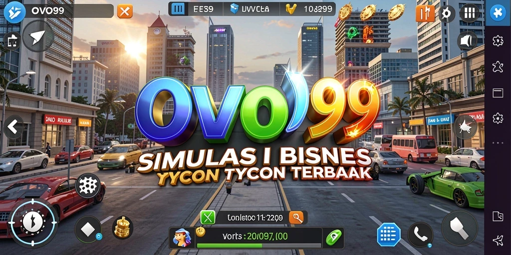 Tampilan gameplay menarik OVO99 dengan elemen bisnis yang menyenangkan.