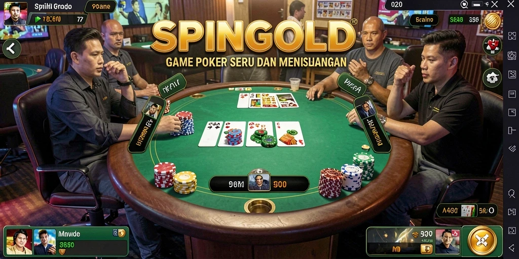 Tampilan permainan Poker yang seru dan menegangkan di SPINGOLD.