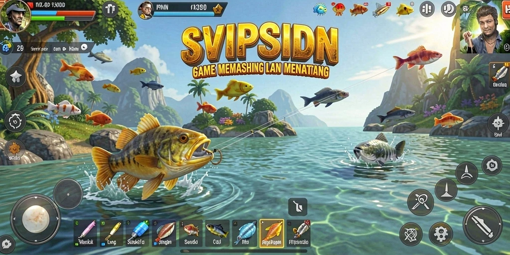 Tampilan gameplay <strong>SVIPSIDN</strong> yang menampilkan aksi memancing seru.