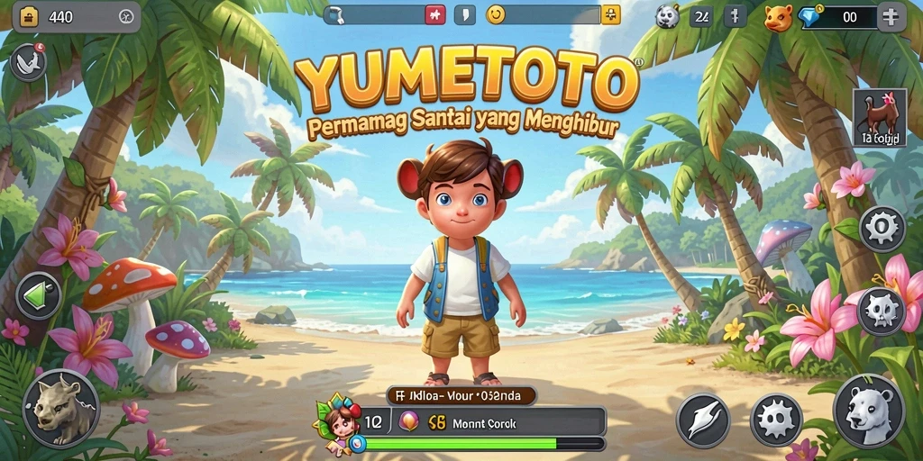 Tangkapan layar gameplay YUMETOTO yang penuh warna dan menyenangkan.